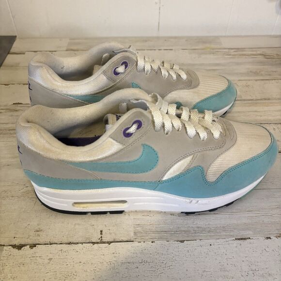 Nike Men’s 8 Air Max 1 OG Anniversary Aqua Sneakers Blue/Purple Sneaker LTD - Picture 12 of 14